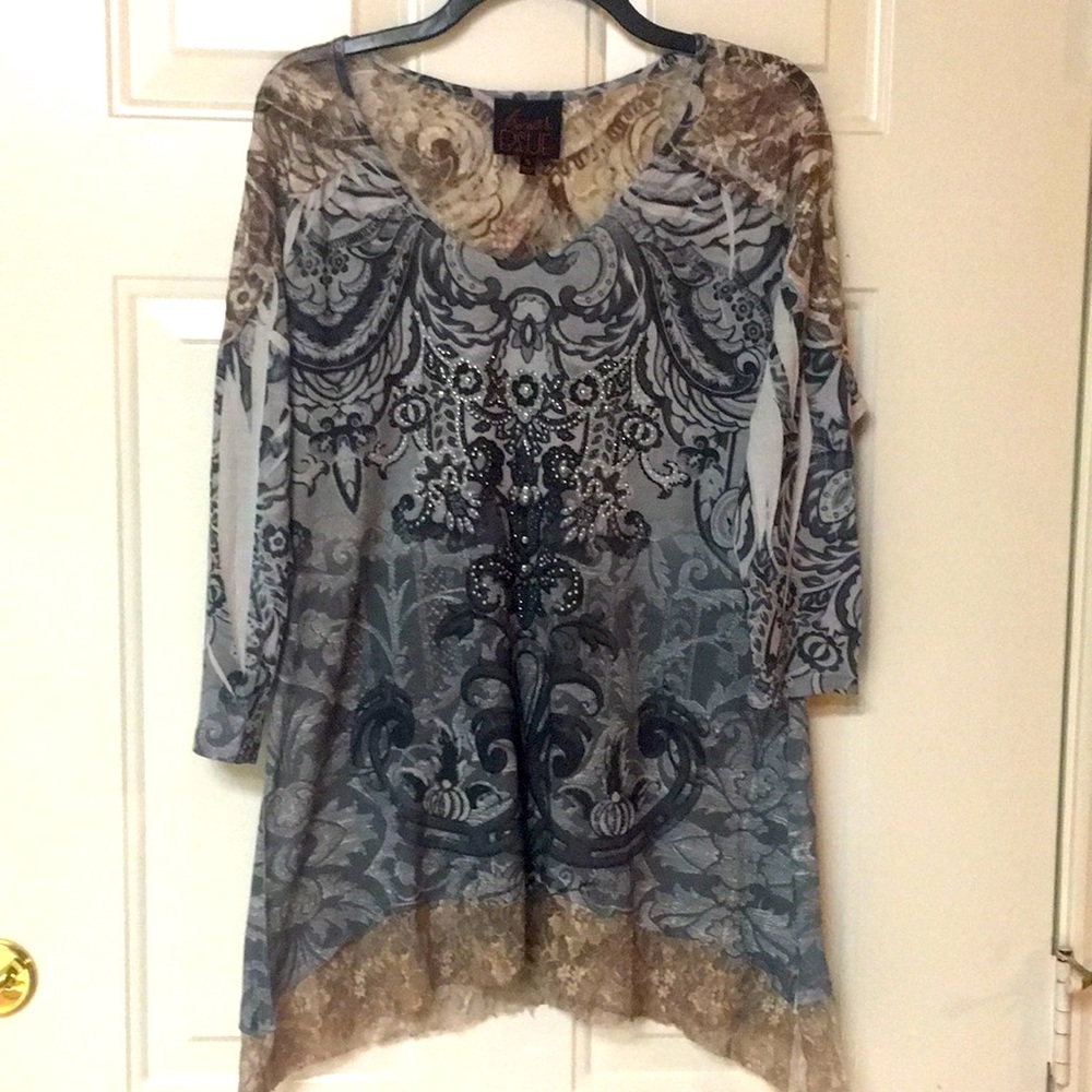 French Blue Lace Shirt Women’s S